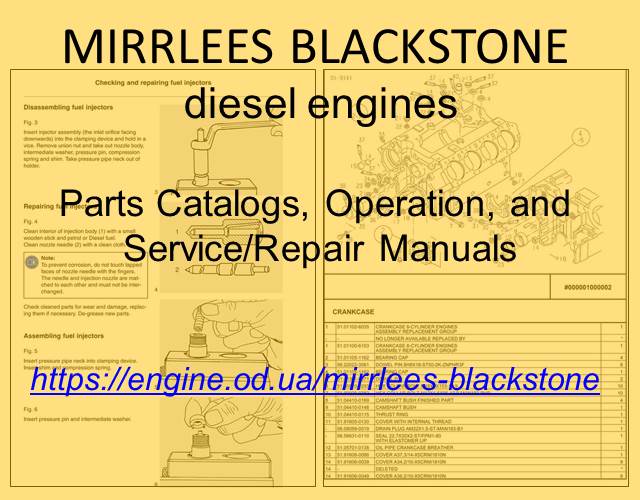 Mirrlees Blackstone Diesel engine PDF Technical Manuals and Spare Parts Catalogs