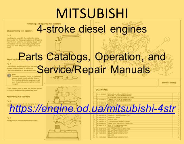 Mitsubishi 4-stroke Diesel engine PDF Technical Manuals and Spare Parts Catalogs